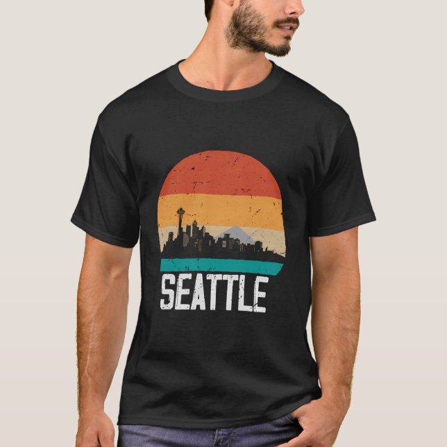 Seattle Usa Sunset Skyline Seattle T-Shirt (Vorderseite)
