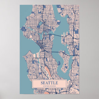 Seattle Vereinigte Staaten Windige Stadtplan Reise Poster