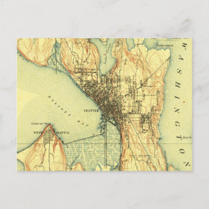 Seattle Vintag Map Travel Postkarte