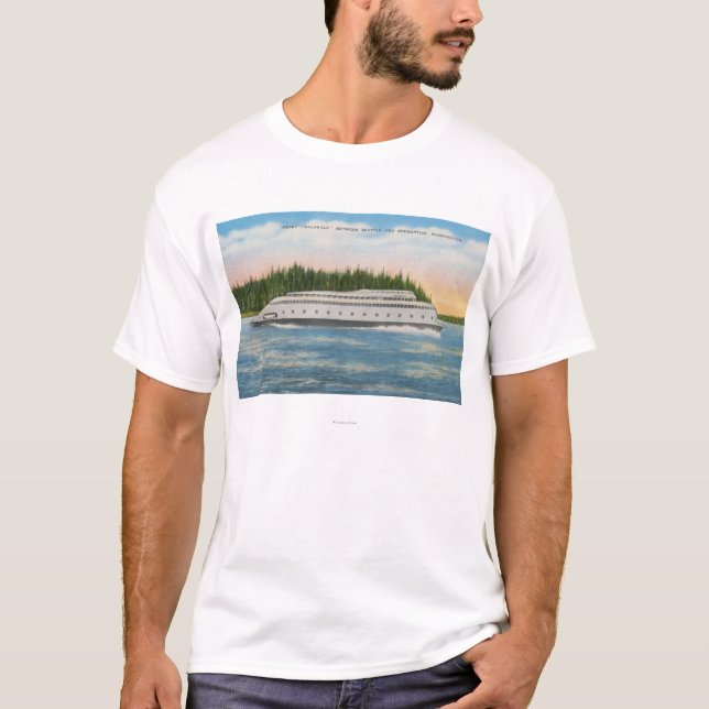Seattle, WA - Ansicht von Kalakala Fähre auf Puget T-Shirt (Vorderseite)