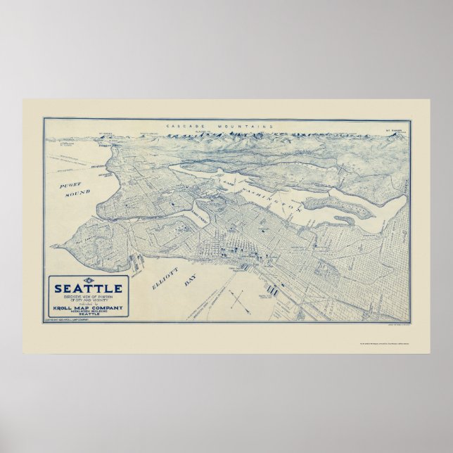 Seattle, WA Panoramic Map - 1925 Poster (Vorne)