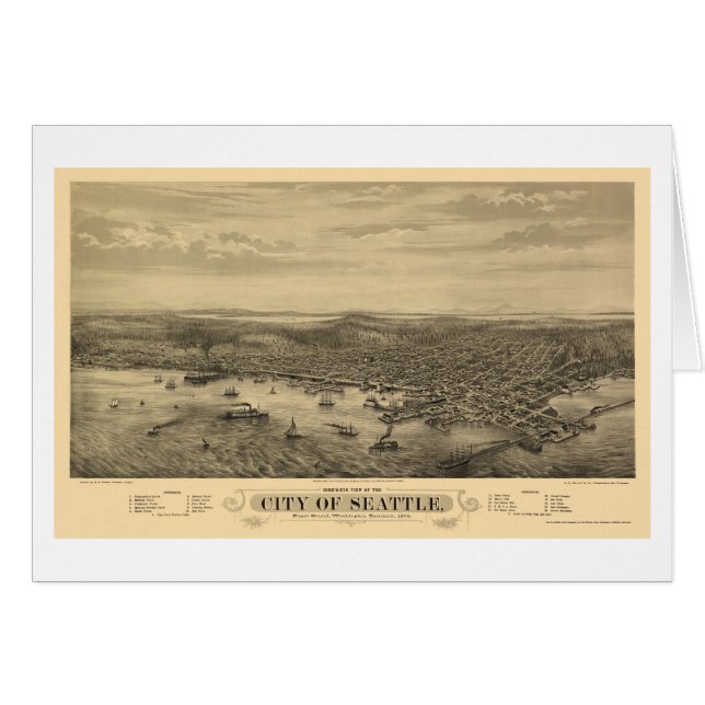 Seattle, WA panoramische Karte - 1878 (Vorderseite (Horizontal))
