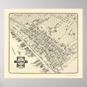 Seattle, WA panoramische Karte - 1903 Poster