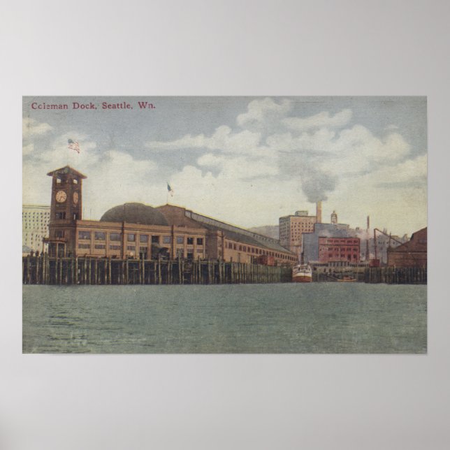 Seattle, WAColeman Dock am Seattle Waterfront Poster (Vorne)