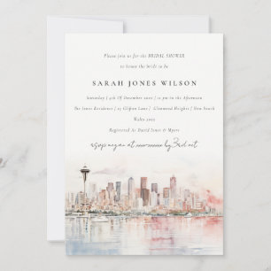 Seattle Washington Aquarell-Landschaft Brautparty Einladung