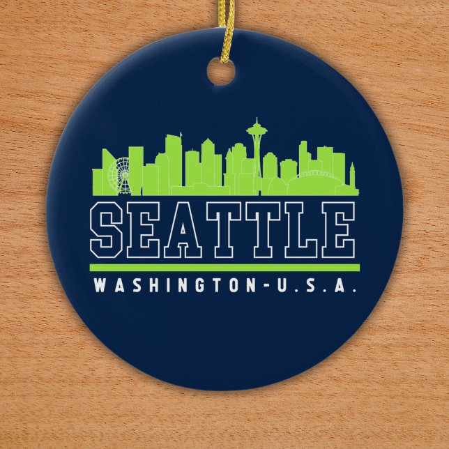 Seattle Washington Beautiful Skyline City Keramik Ornament (Von Creator hochgeladen)
