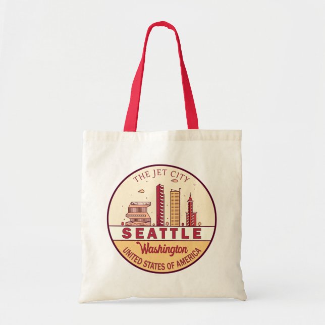 Seattle Washington City Skyline Emblem Tragetasche (Vorne)