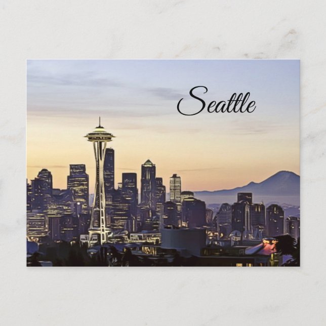 Seattle Washington City Skyline Postcard Postkarte (Vorderseite)
