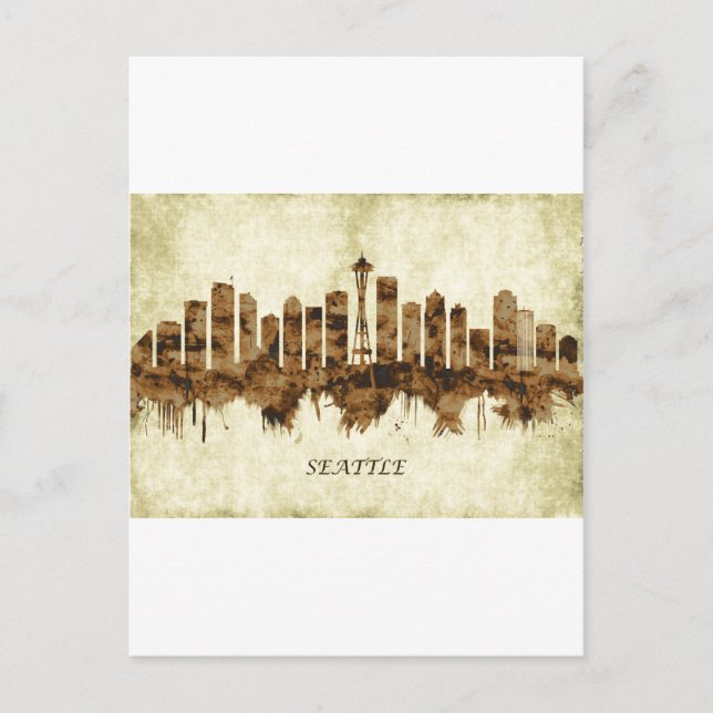 Seattle Washington Cityscape Einladungspostkarte (Vorderseite)