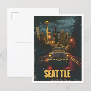 Seattle Washington Classic Retro Vintage Reise Postkarte