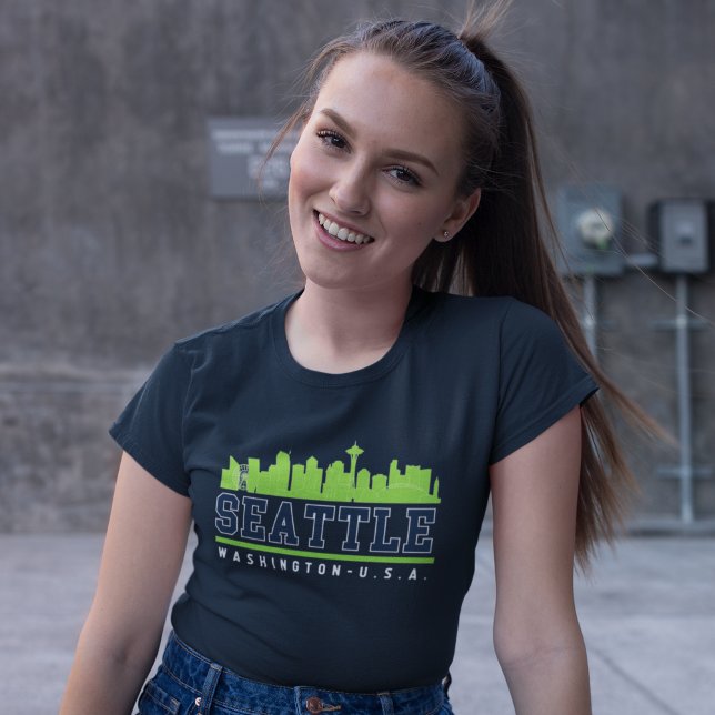 Seattle Washington Fun Skyline City T-Shirt (Von Creator hochgeladen)