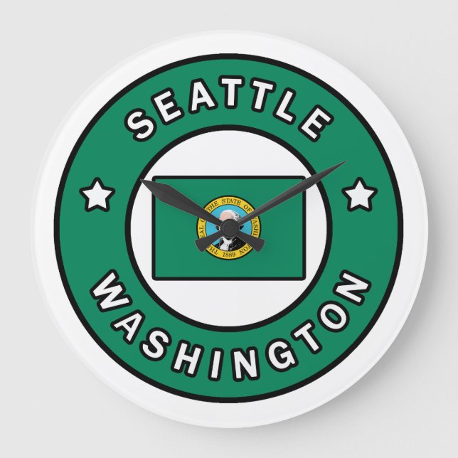 Seattle Washington Große Wanduhr (Vorderseite)