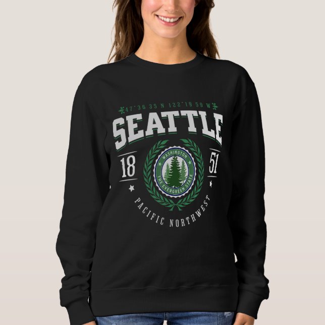 Seattle Washington Immergrüner Kiefernbaum Sonnenu Sweatshirt (Vorderseite)