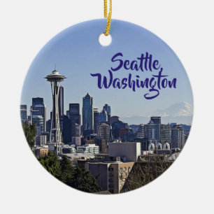 Seattle, Washington Keepake, Souvenir Christmas Keramik Ornament