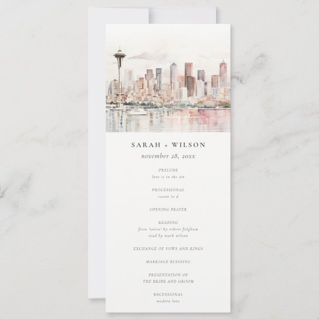Seattle Washington Landschaft Hochzeitsprogramm Einladung (Vorderseite)