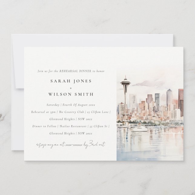 Seattle Washington Landschaft Probeessen Einladung (Vorderseite)