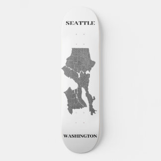 Seattle, Washington Map Art Skateboard