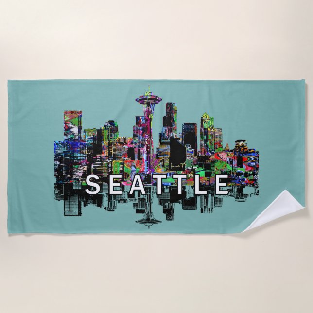 Seattle, Washington mit Graffiti Strandtuch (Vorderseite)