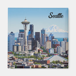 Seattle Washington Mt Rainier Magnet