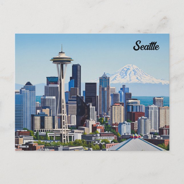 Seattle Washington Mt Rainier Postkarte (Vorderseite)