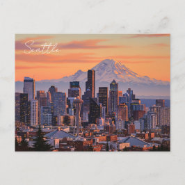 Seattle Washington Mt Rainier Sunset Postkarte