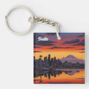 Seattle Washington Mt Rainier Sunset Schlüsselanhänger