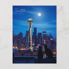 Seattle Washington Night Postkarte