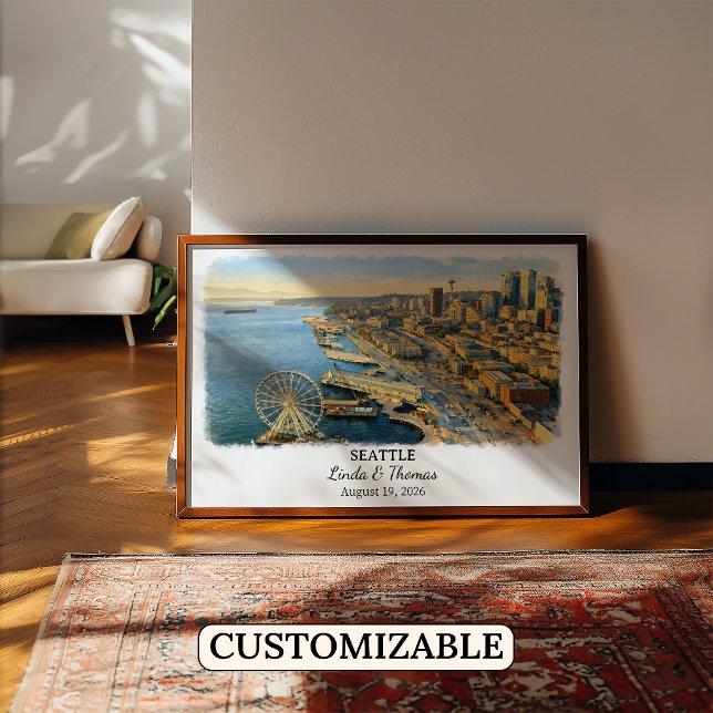 Seattle Washington Poster, Aquarell, Maßgeschneide Poster (Von Creator hochgeladen)