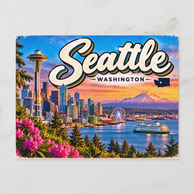 Seattle Washington Postkarte (Vorderseite)