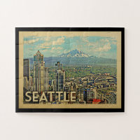 Seattle Washington regnerischerer Skyline-Vintage