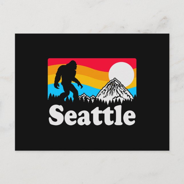 Seattle Washington Retro Bigfoot Postkarte (Vorderseite)