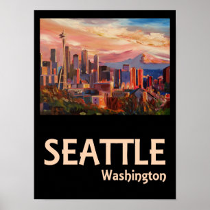 Seattle Washington Retro-Reise Poster