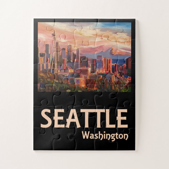 Seattle Washington Retro Travel Poster (Vertikal)
