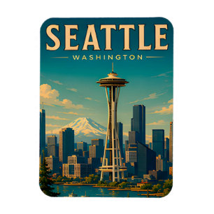 ☕ Seattle Washington Retro Urlaubserinnerung Magnet
