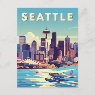 Seattle Washington Retro Wasserflugzeug Postkarte