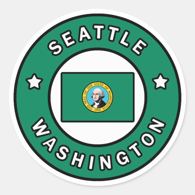 Seattle Washington Runder Aufkleber (Vorderseite)