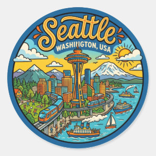 Seattle Washington Runder Aufkleber
