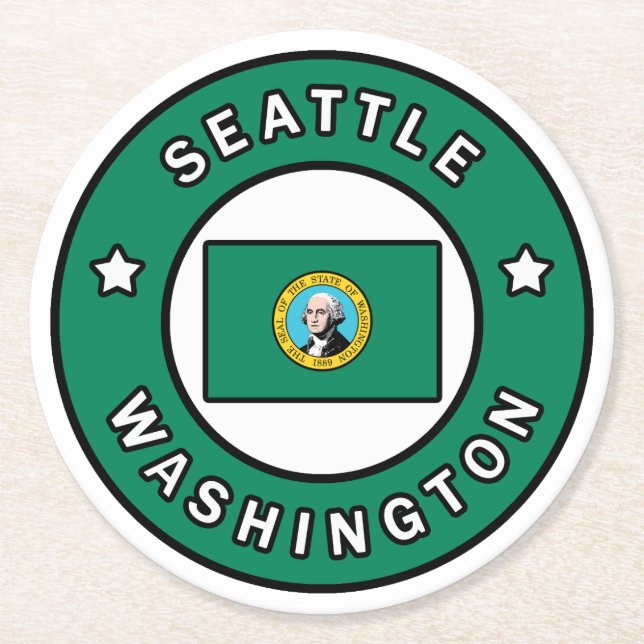 Seattle Washington Runder Pappuntersetzer (Vorderseite)