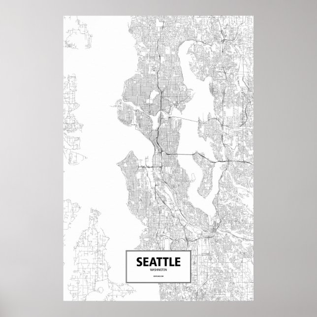Seattle, Washington (schwarz auf weiß) Poster (Vorne)