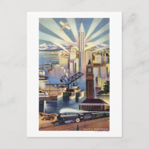 Seattle, Washington - Sicht auf die Innenstadt Postkarte