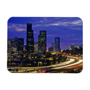 Seattle, Washington Skyline nachts Magnet