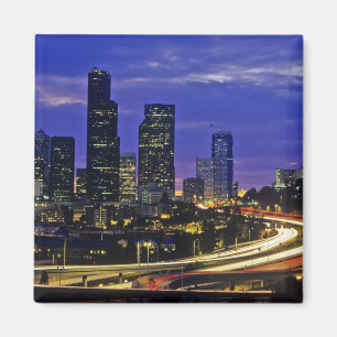 Seattle, Washington Skyline nachts Magnet
