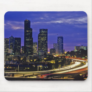 Seattle, Washington Skyline nachts Mousepad