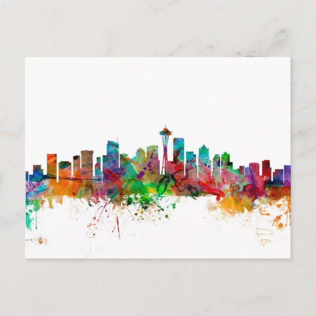 Seattle Washington Skyline Postkarte (Vorderseite)