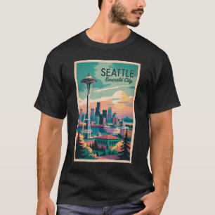 Seattle Washington Skyline Reise Kunst Vintage T-Shirt