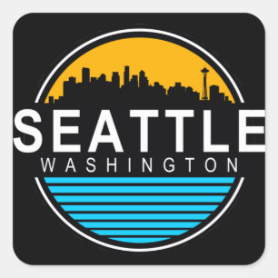 Seattle Washington Skyline Travel Quadratischer Aufkleber