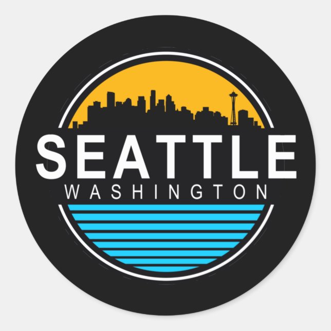 Seattle Washington Skyline Travel Square Sticker (Vorderseite)