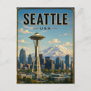 Seattle Washington Smaragd Stadt Berg Szene Postkarte