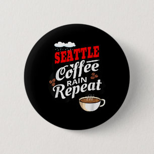 Seattle Washington Staat Coffee Drinker Rain Button