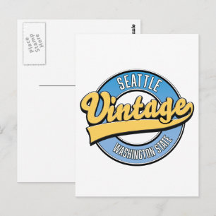 Seattle Washington Staat Retro-Logo. Postkarte